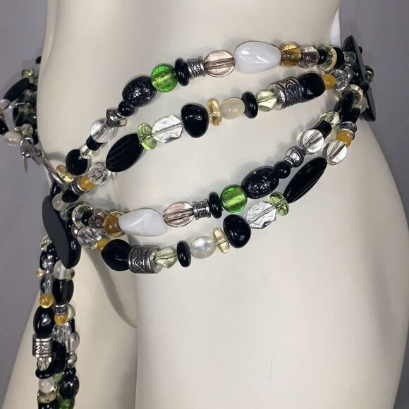 Vintage 90’s Beaded Hip Belt Coldwater Creek Multi Beaded Boho Statement Belt XL - Picture 10 of 16